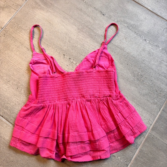 Altar'd State Bright Pink Textured Baby doll Top - Picture 4 of 4